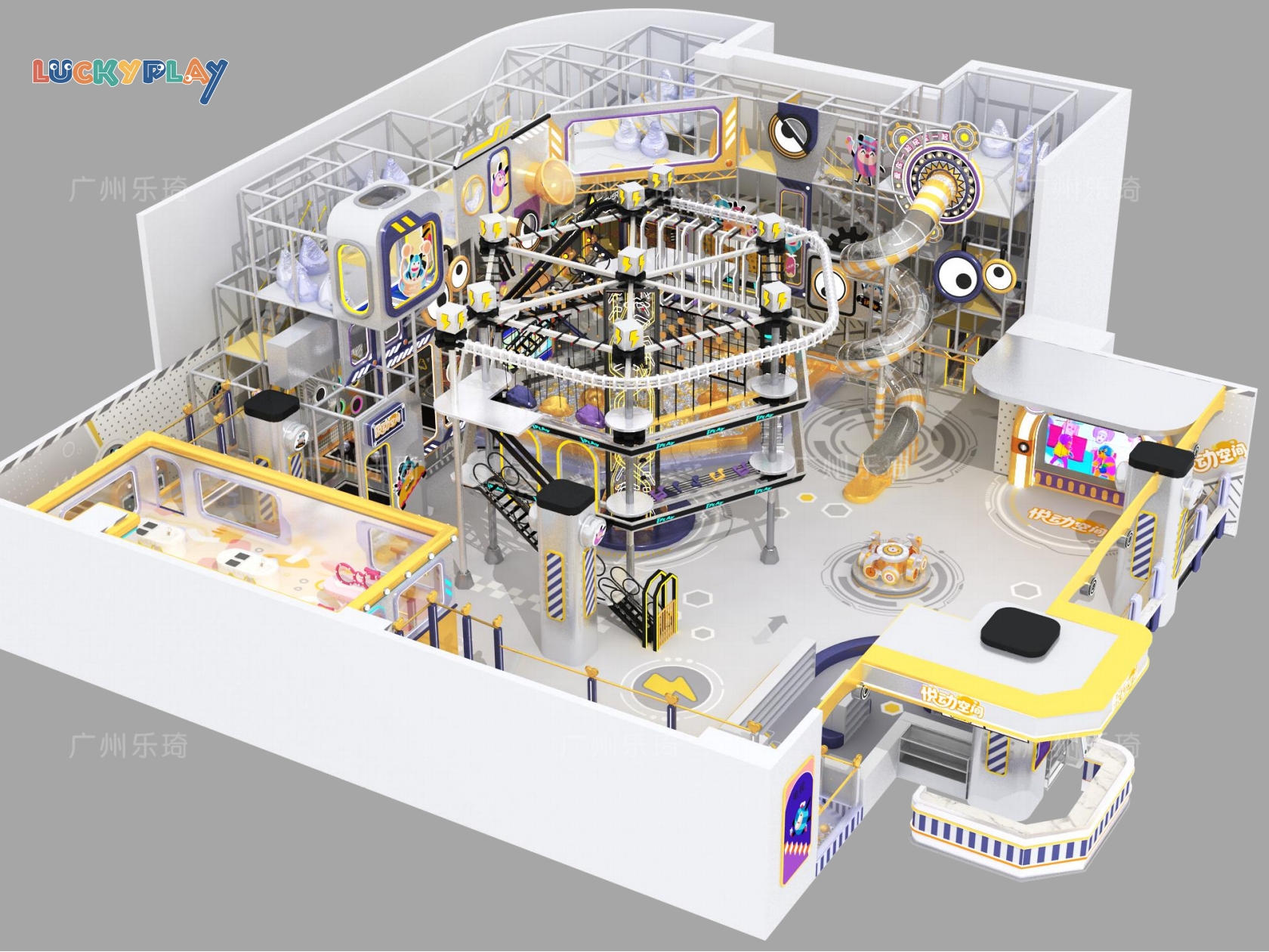 Commercial Indoor Playground with High Altitude Adventure Course Safe Toddler Play Area Plastic Material 100-500kg Capacity - Product Image