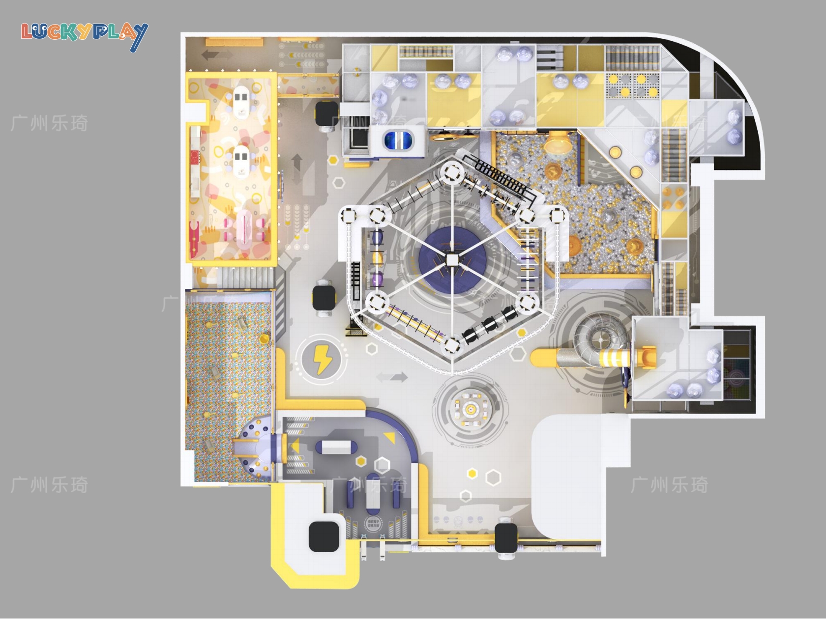 Commercial Indoor Playground with High Altitude Adventure Course Safe Toddler Play Area Plastic Material 100-500kg Capacity - Product Image