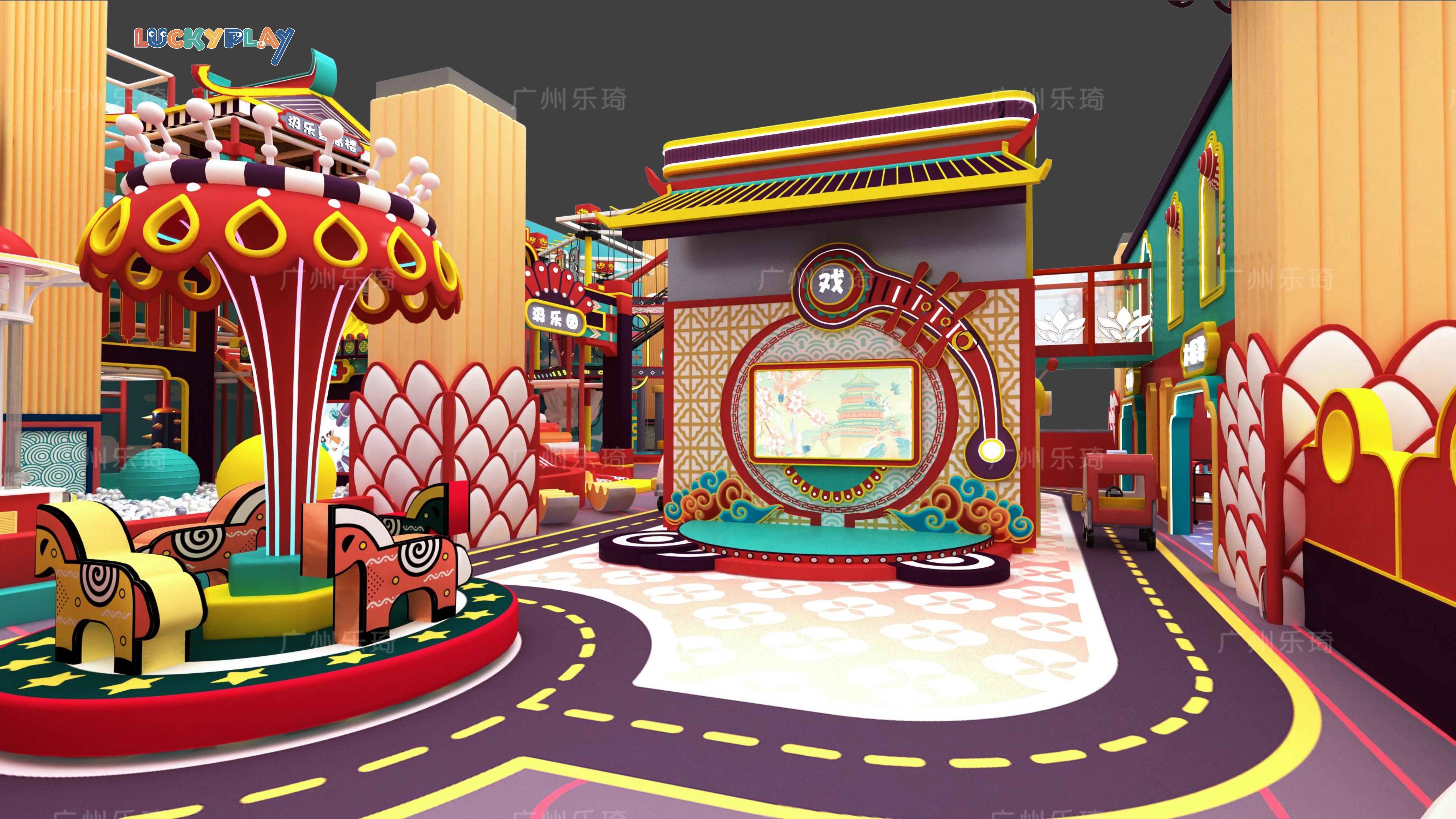 Custom Chinese Style Indoor Playground Equipment with Plastic Components Kids Play Zone Slides and Soft Play Adventure Areas - Product Image