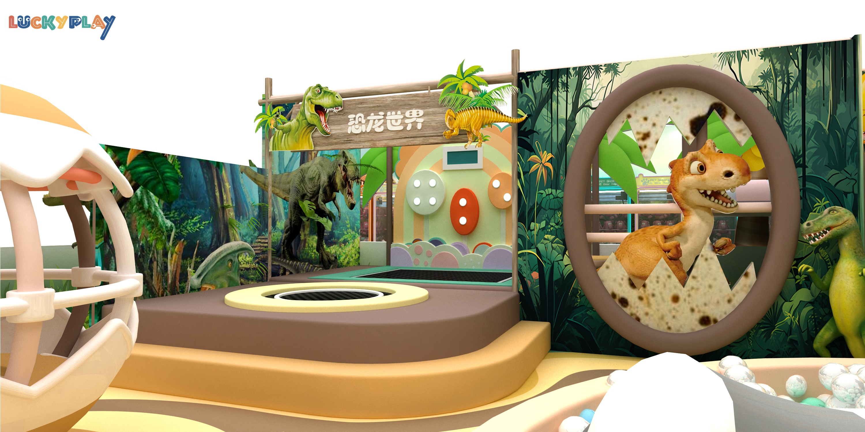 Dinosaur Theme Commercial Indoor Playground Set Indoor Kids Playground Attraction with Trampoline Park - Product Image