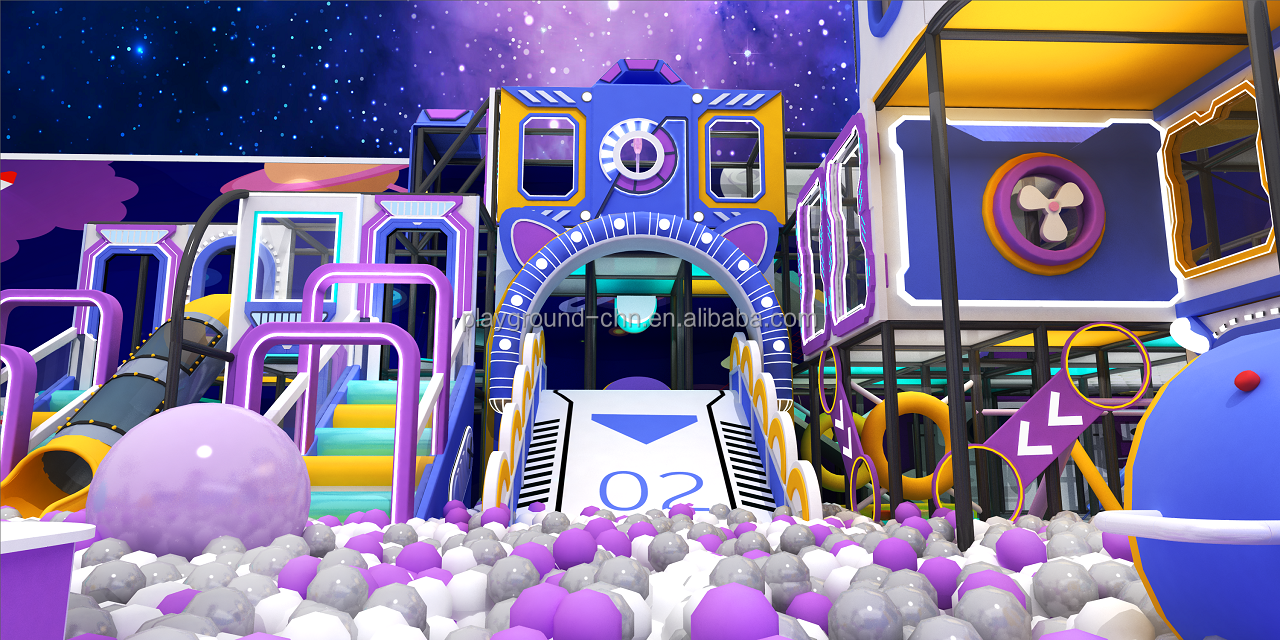 Dream Space Theme Indoor Plastic Kids Playground with Galaxy Slides Soft Play Adventure Equipment for Children - Product Image
