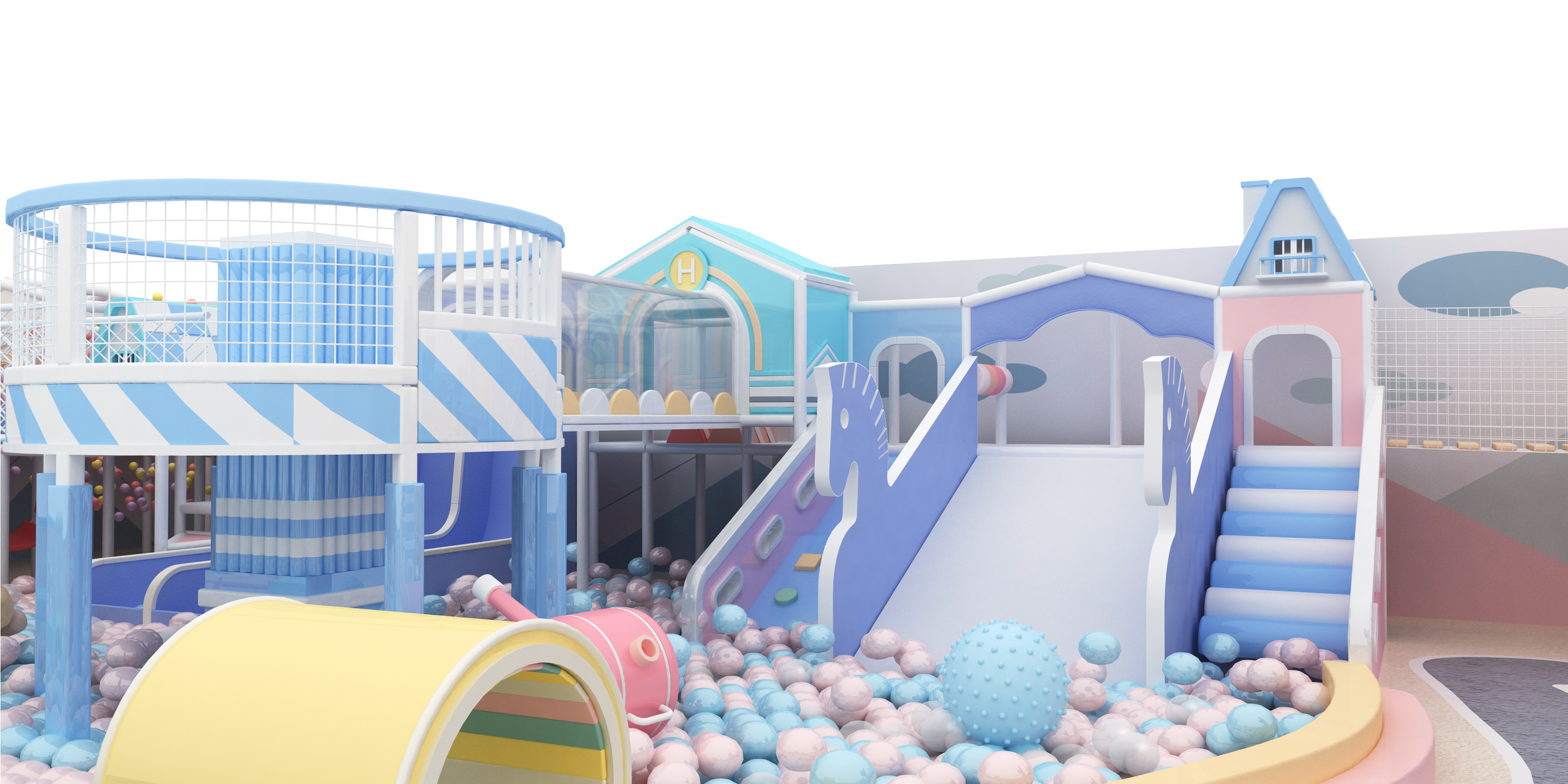 Free Design Customized Indoor Kids Role Play Houses Trampoline Children Indoor Playground Equipment - Product Image
