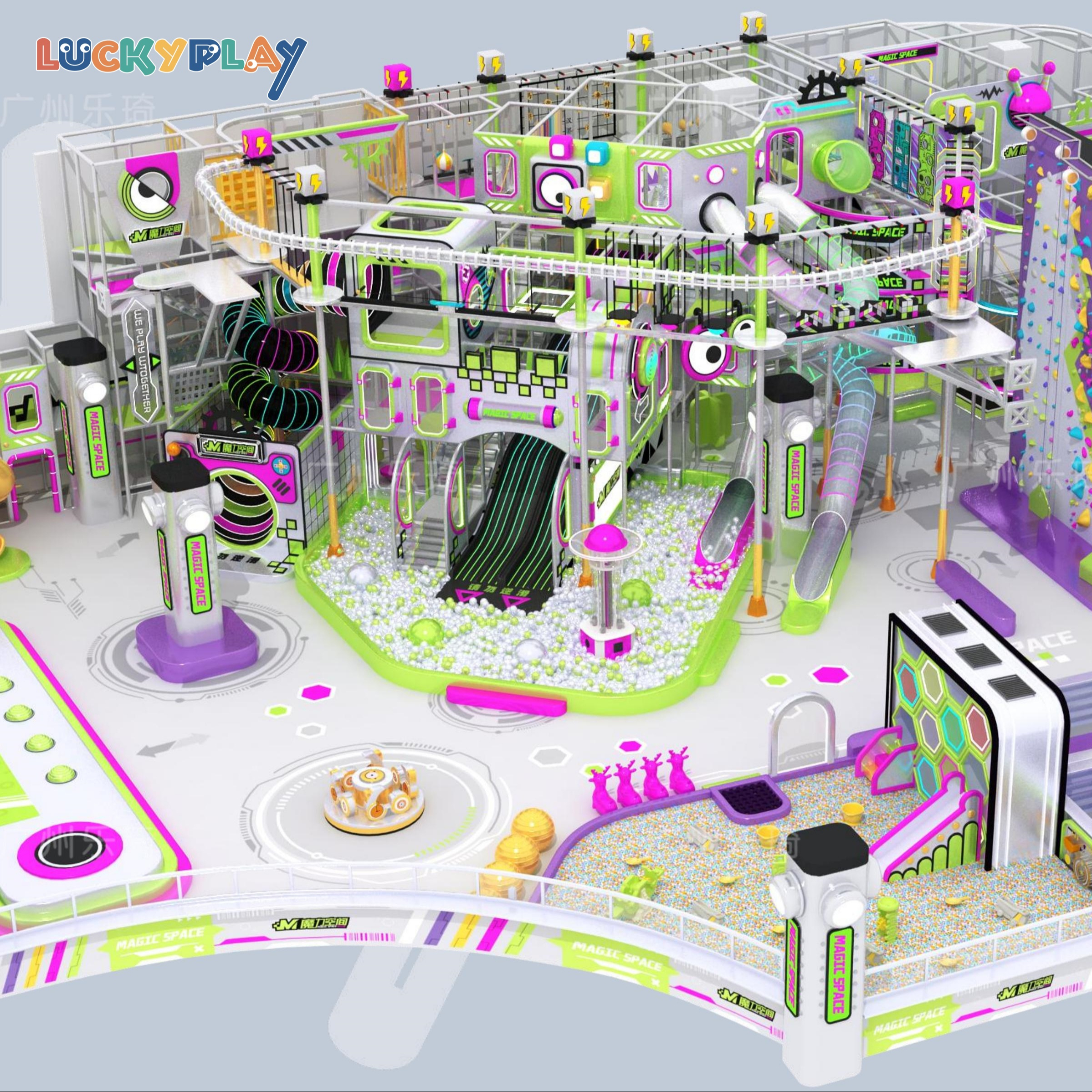 Grotesque Music Theme Indoor Wooden Alloy Metal Playground Mazes Zone Custom Play Adventure Space Kids Commercial Indoor Play