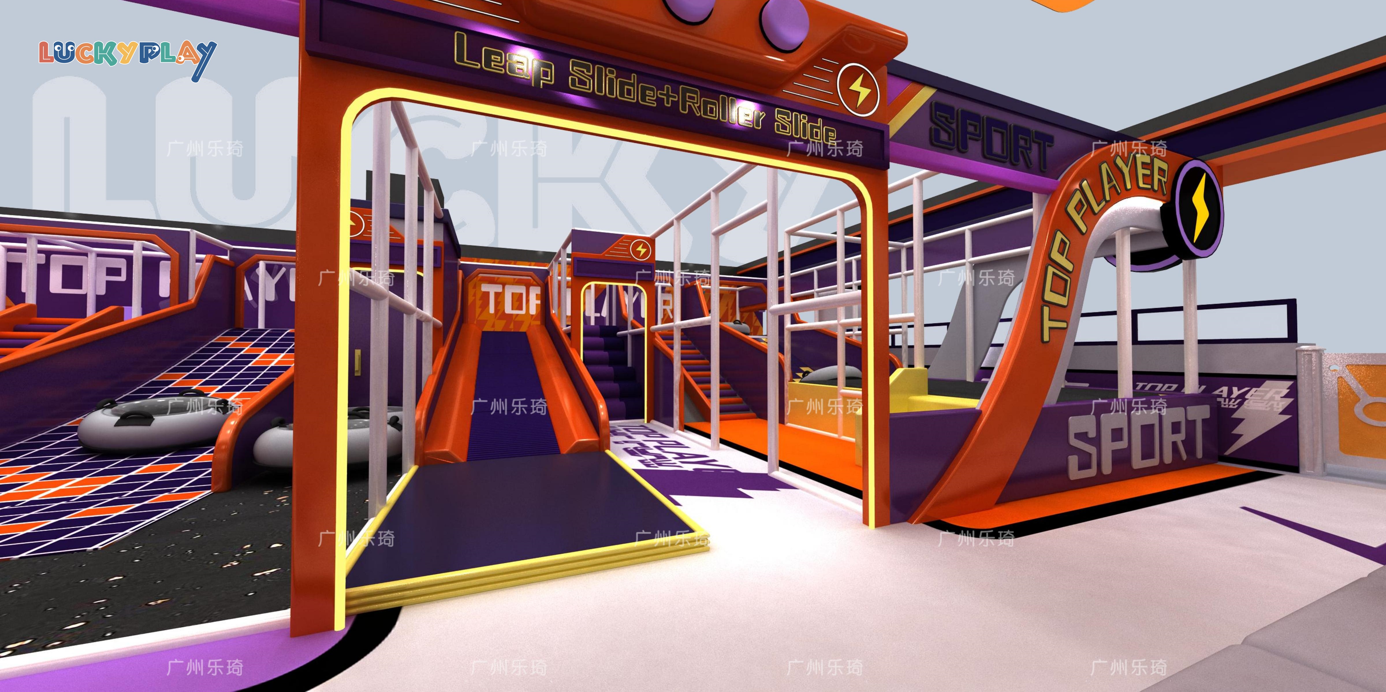 High Quality Custom Plastic Indoor Trampoline Playground for Commercial Play Zone Family Entertainment with 100-500kg Capacity - Product Image