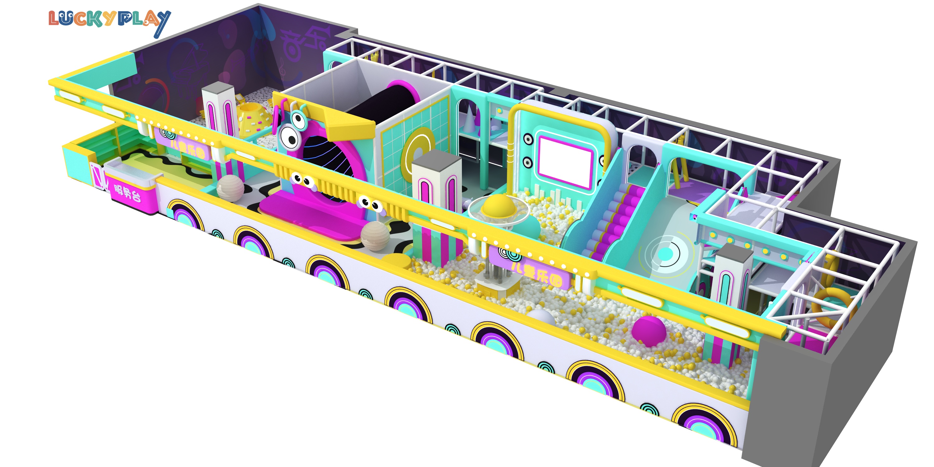Hot Style Wired Music Theme Kids Play Center Indoor Playground Commercial Playground with Slides Ball Pit Maze Small Football - Product Image