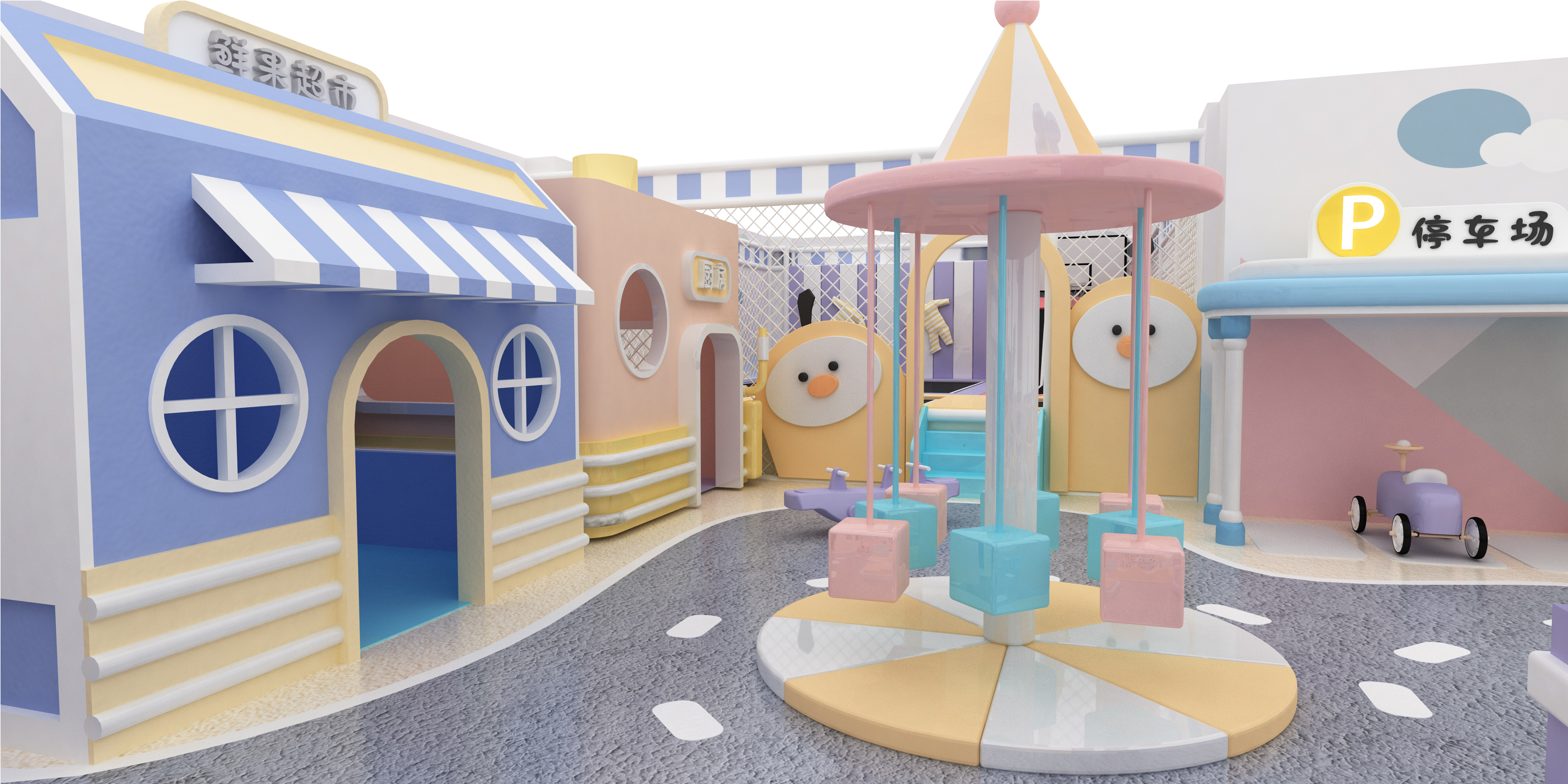 Indoor Amusement Equipment Kids Role Play Houses Soft Play Trampoline Equipment Indoor Playground - Product Image