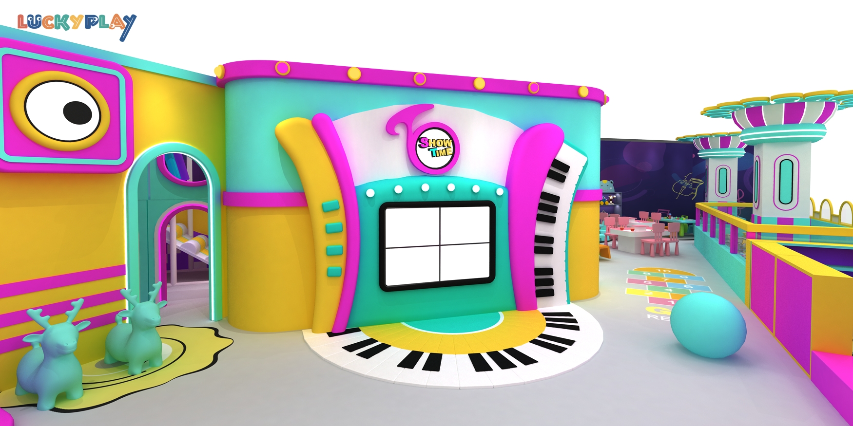 Indoor Plastic Playground for Kids 3-13 Years Old with Wacky Wall Challenges Bold Colors Hilarious Climbing Adventures - Product Image