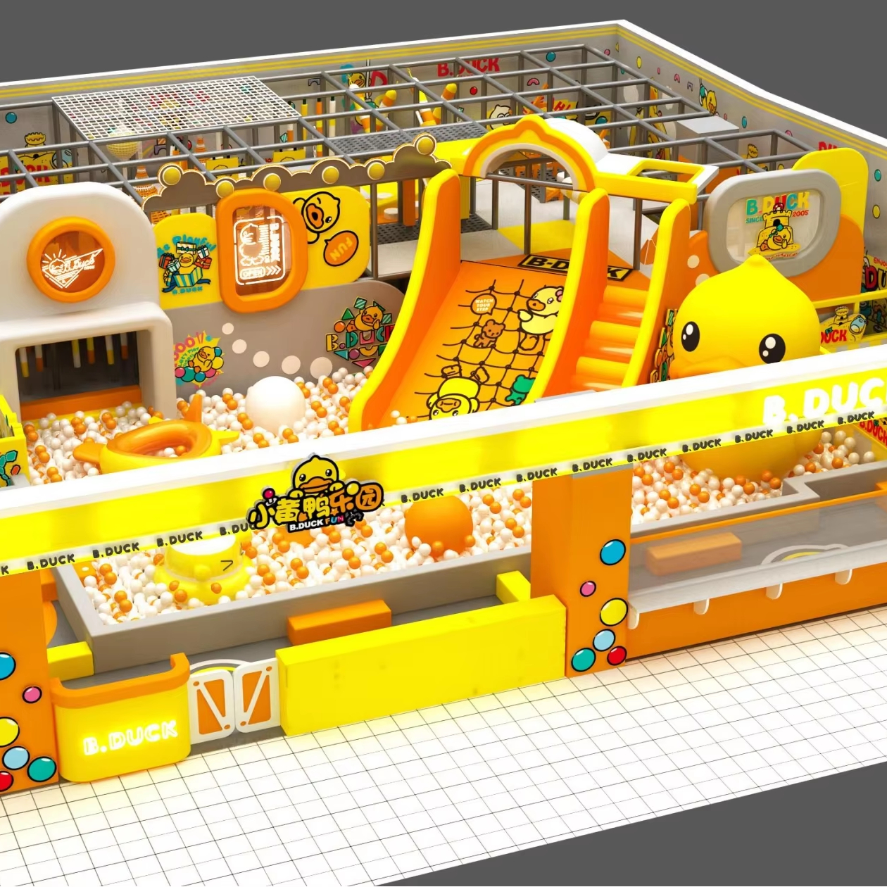 Indoor Plastic Playground for Toddlers with Soft Slides Ball Pit Sensory Panels and Commercial Use