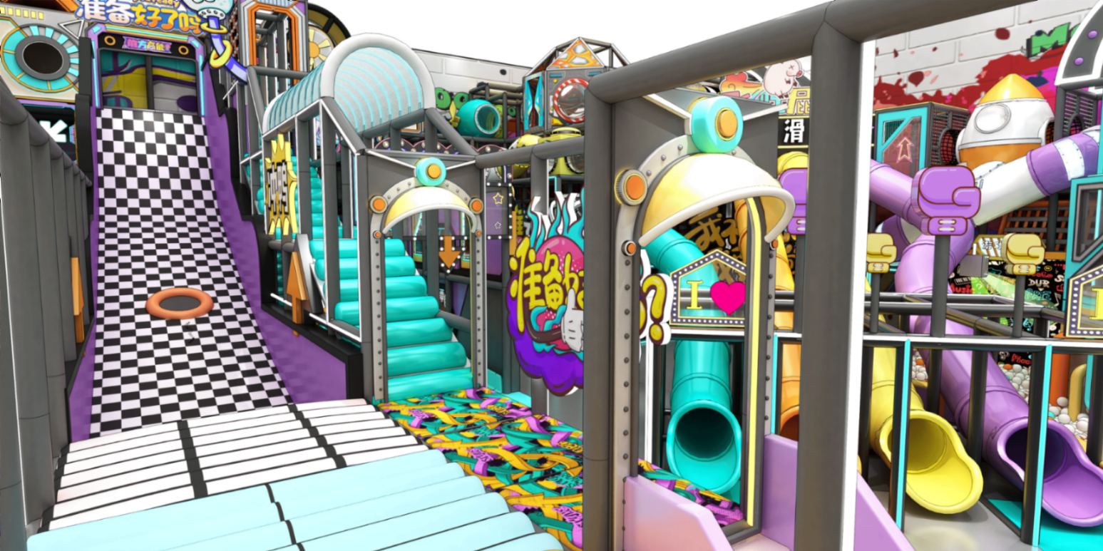 Kids Games Theme Park Children Indoor Children Play Ground Playground Equipment with Big Slides - Product Image