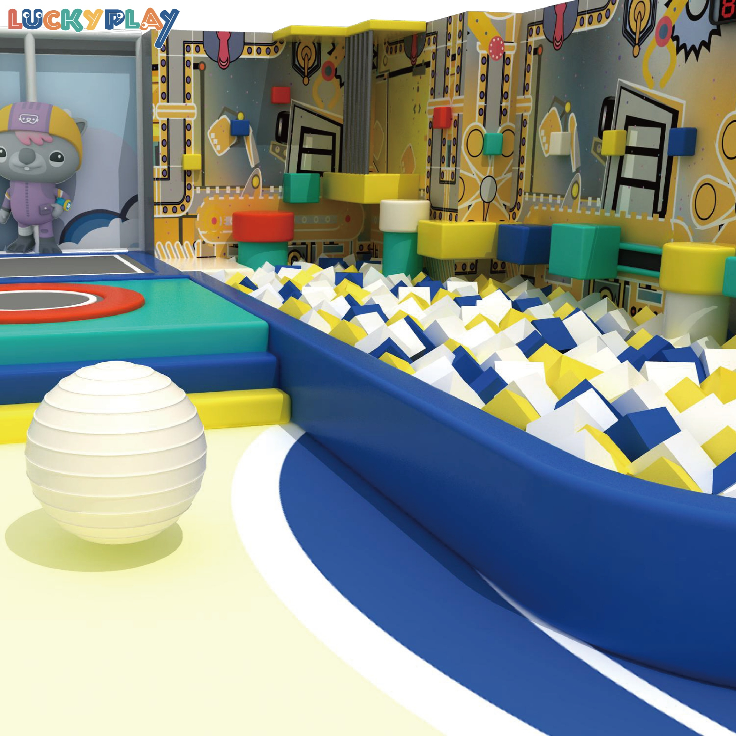 Luckyplay Children Indoor Playground Wall Obstacle Course Plastic Soft Climbing Grips Interactive Panels Safe Challenge Routes