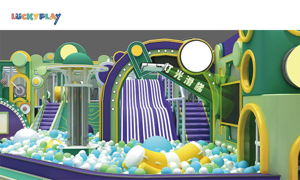 LUCKYPLAY Children Soft Plastic Indoor Playground Equipment LED Slide Merry-Go-Round Stage CE Certified for Kindergarten Family - Product Image