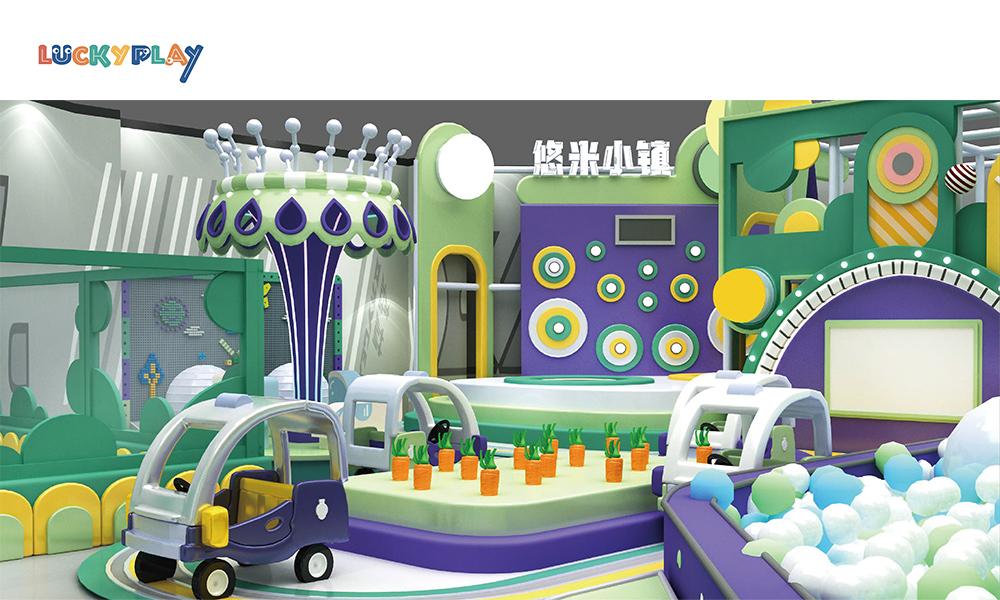 LUCKYPLAY Children Soft Plastic Indoor Playground Equipment LED Slide Merry-Go-Round Stage CE Certified for Kindergarten Family - Product Image