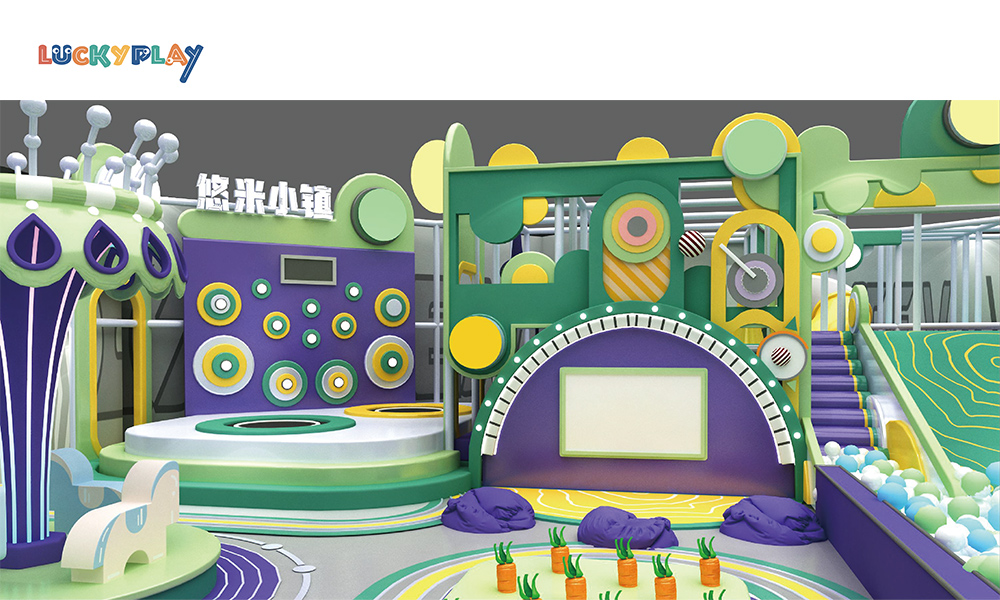 LUCKYPLAY Children Soft Plastic Indoor Playground Equipment LED Slide Merry-Go-Round Stage CE Certified for Kindergarten Family - Product Image