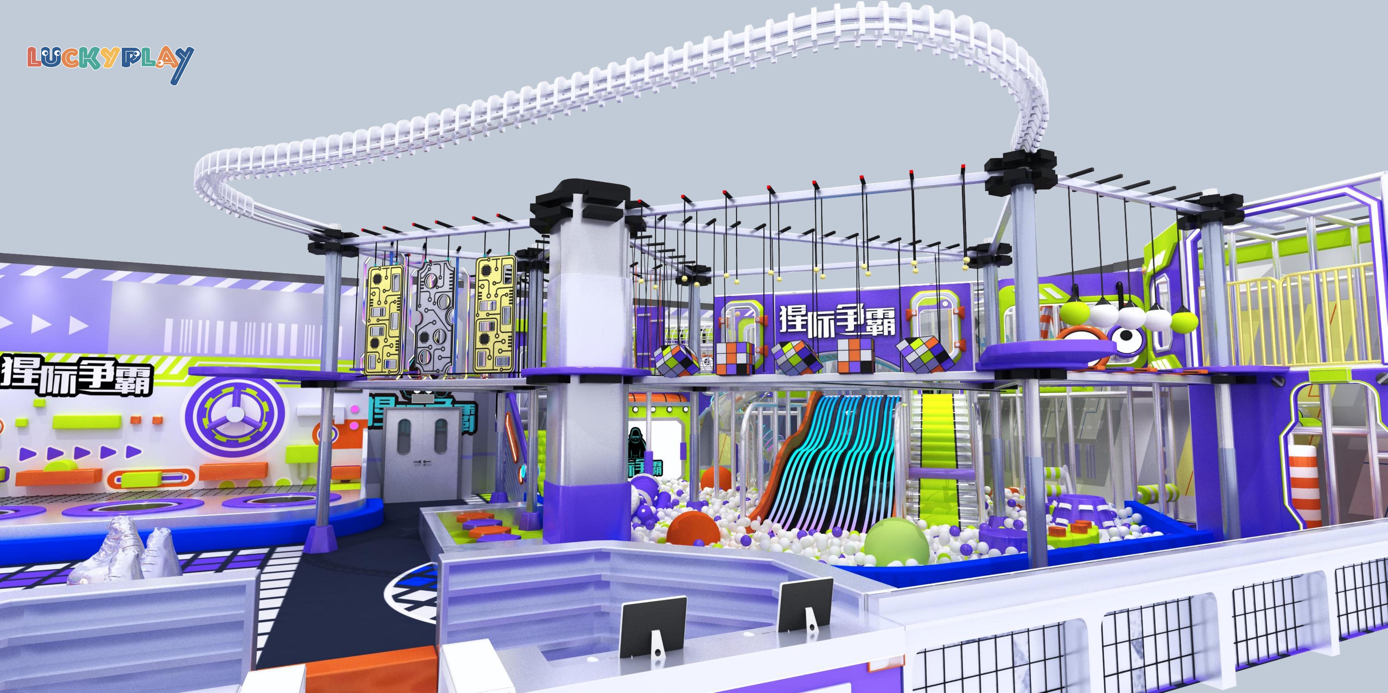 Luckyplay Commercial Indoor Kids Playground for Shopping Malls LED Light Slide Custom Soft Play Teens Zone - Product Image