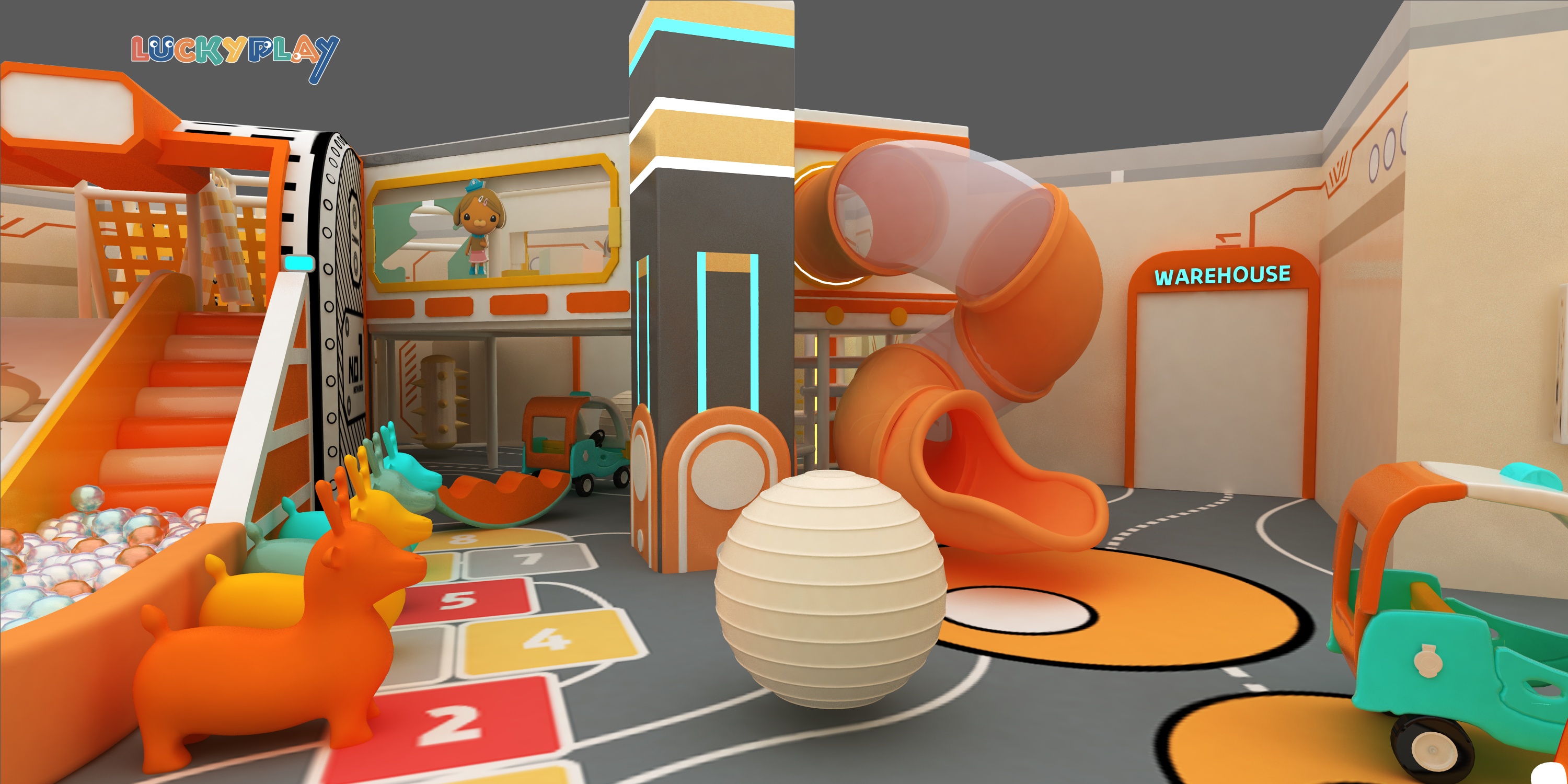 LUCKYPLAY High Quality CE Certified Customized Indoor Playground Soft Play Slide LED Lighting for Shopping Malls High Capacity - Product Image