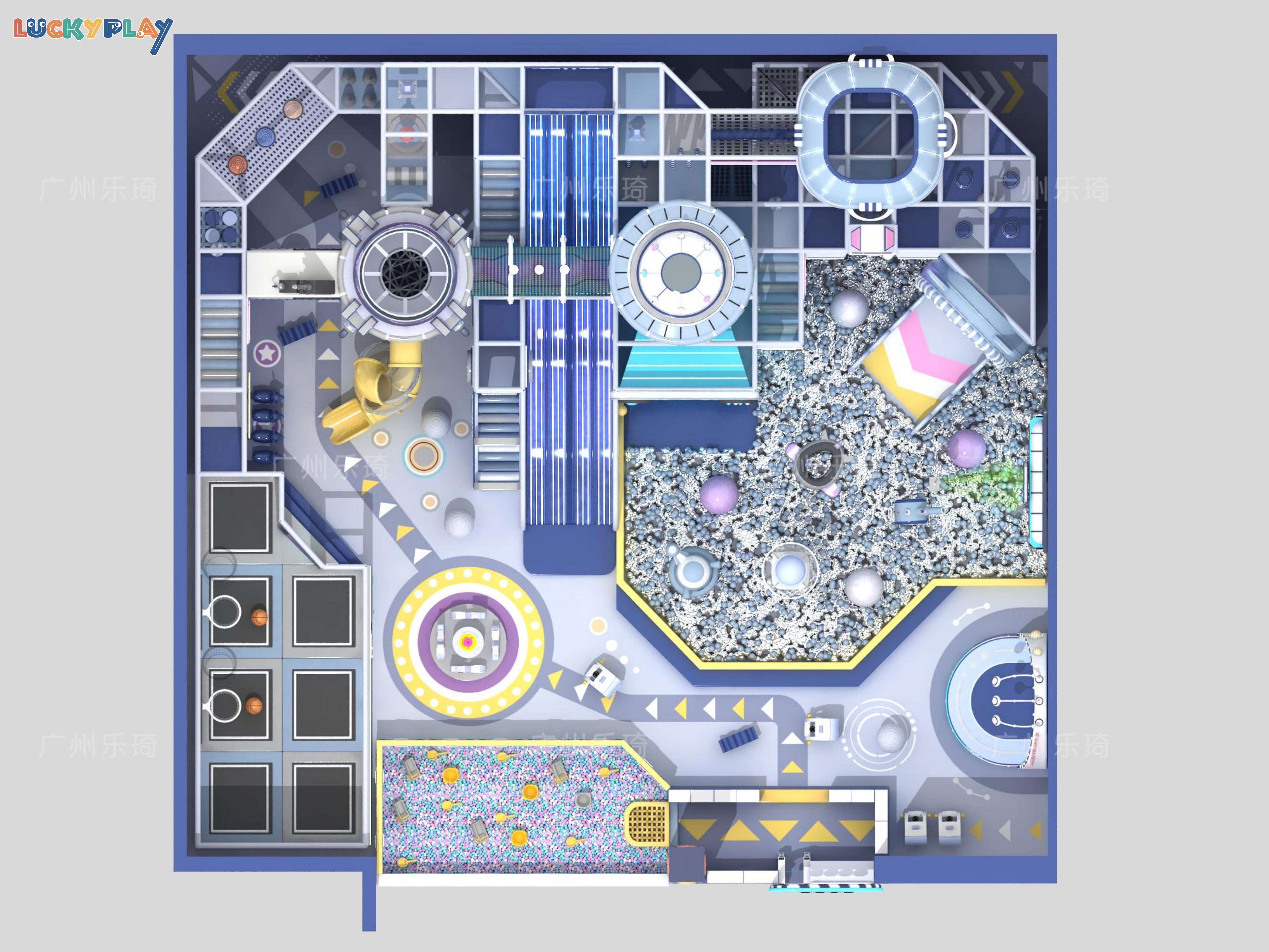 Luckyplay Space Themed Indoor Playground for Kids Interactive Soft Play Zones Futuristic Adventure Experience Customizable Size - Product Image