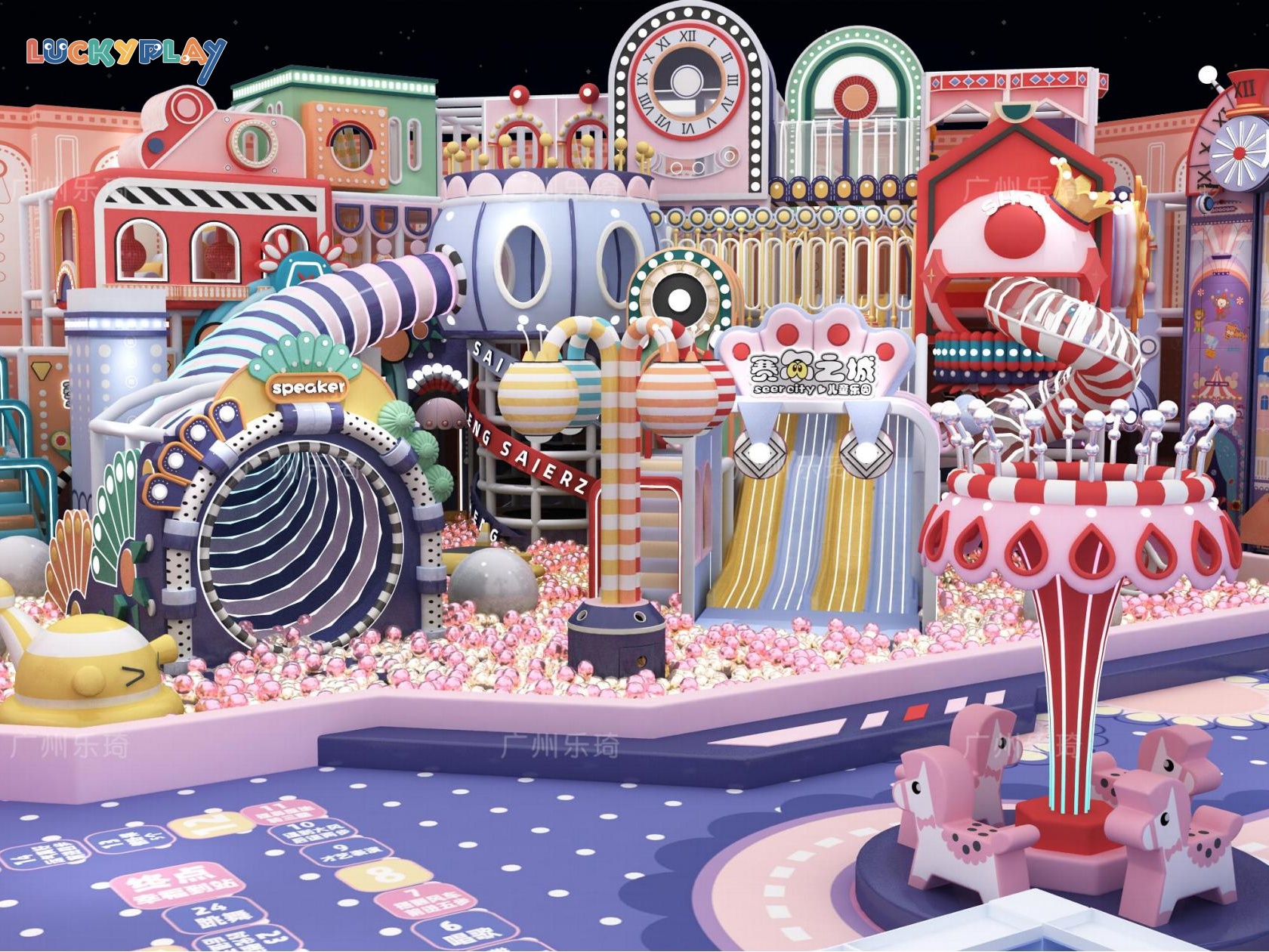 Magic Candy Carnival Children Indoor Playground with a Large Ball Pool and Slides - Product Image
