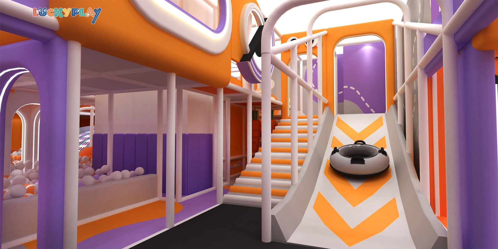 One Stop Plastic Indoor Kids Playground Solution with Multiple Slides Climbing Zones and Custom Themed Design - Product Image
