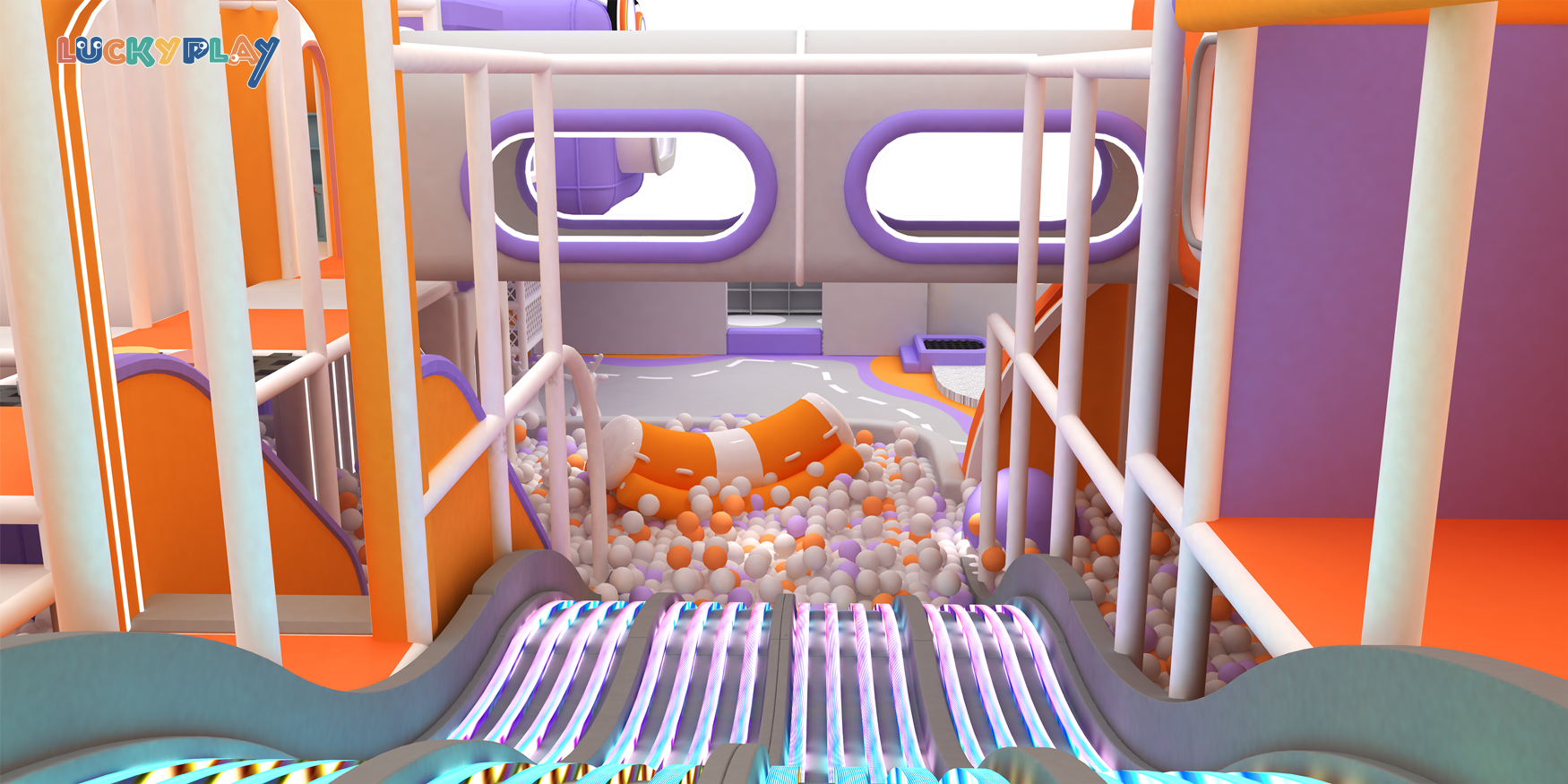 One Stop Plastic Indoor Kids Playground Solution with Multiple Slides Climbing Zones and Custom Themed Design - Product Image