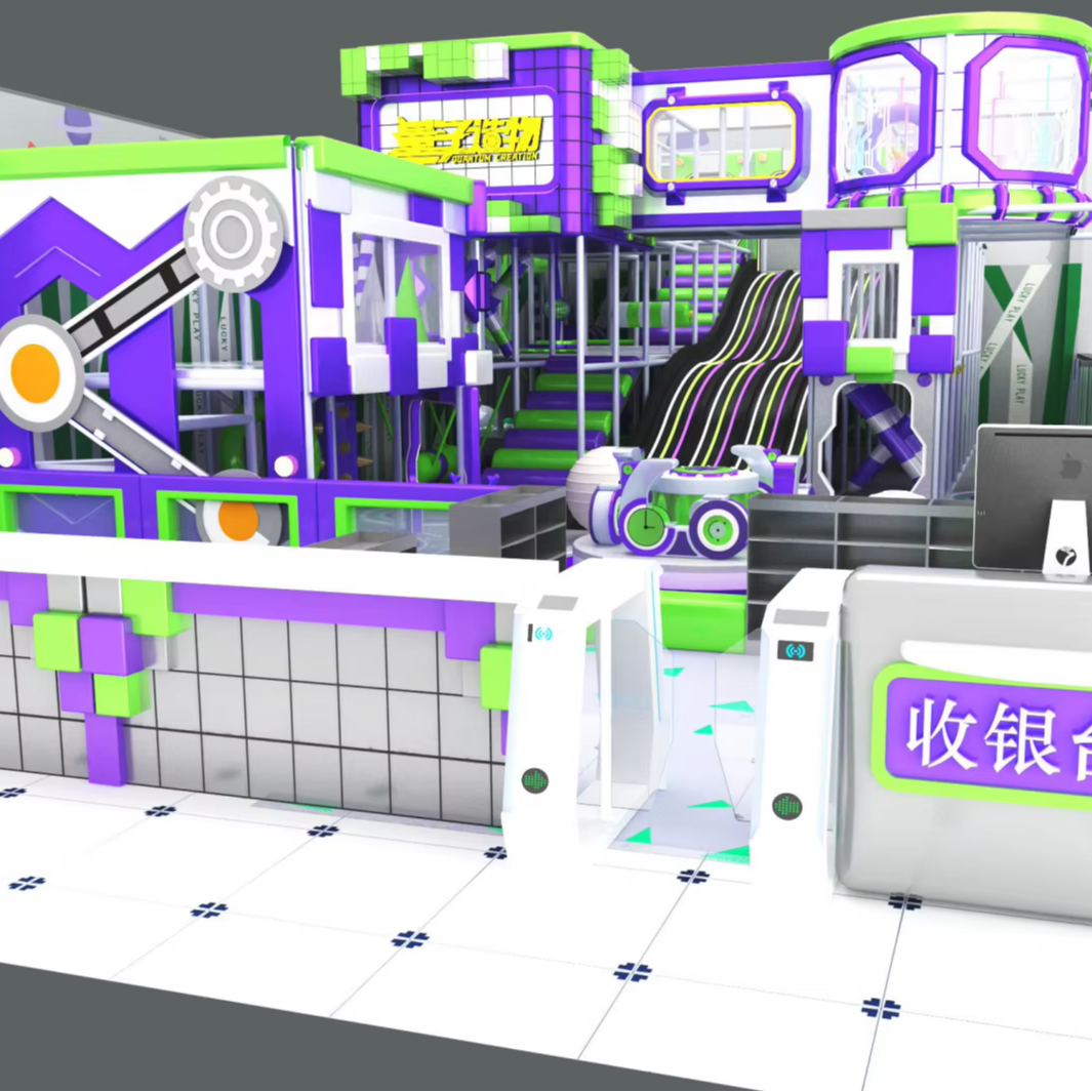 Quantum Theme Commercial Indoor Playground Futuristic Design Plastic Construction High-Capacity Multi-Function Play Features - Product Image