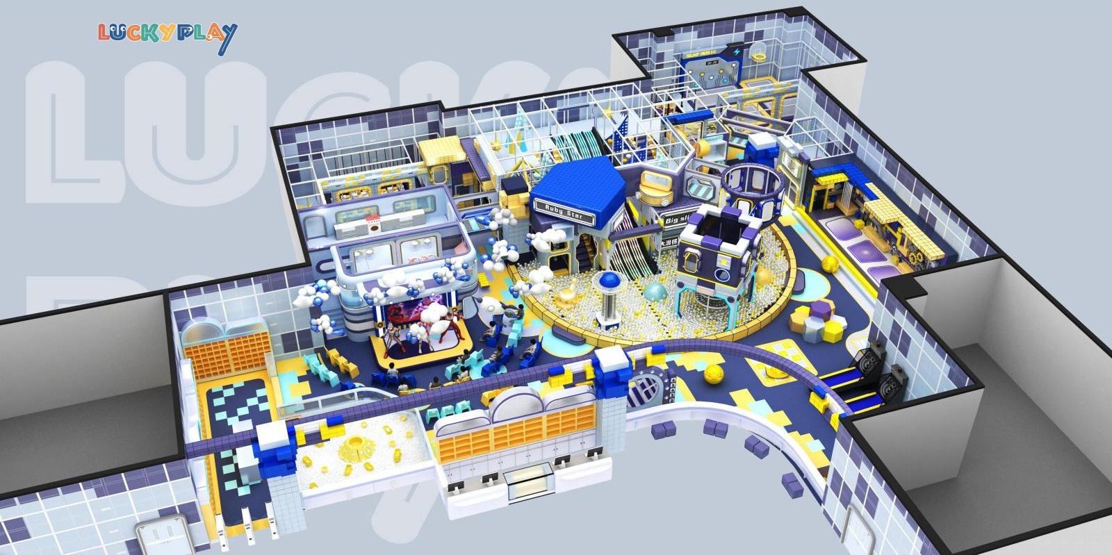 Space City Inspired Plastic Indoor Playground for Kids-Commercial Use - Product Image