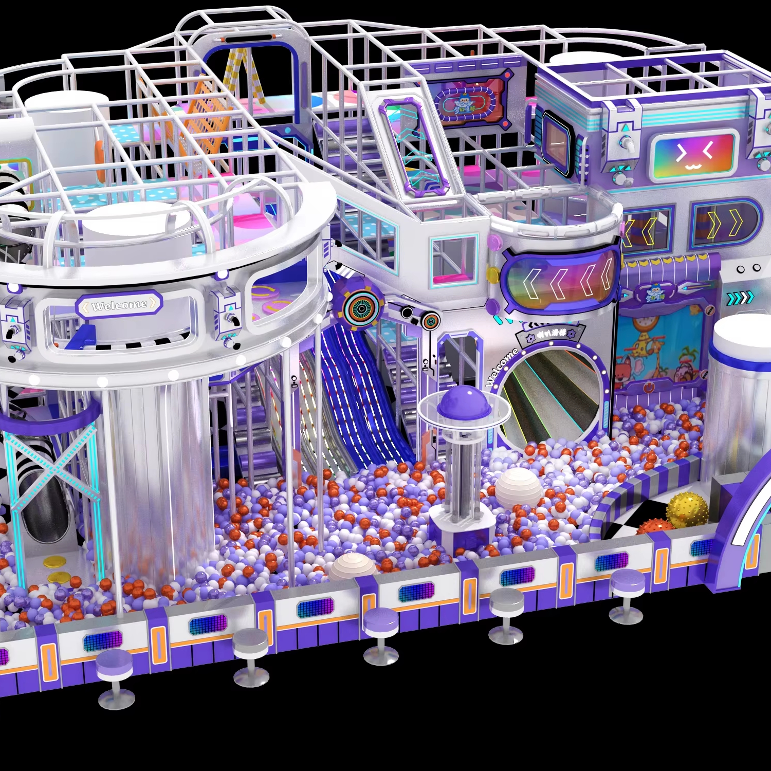 Space Theme Indoor Kids Playground With Honeycomb Theme Creative Design Multi Activity Play Center High Quality Soft Play