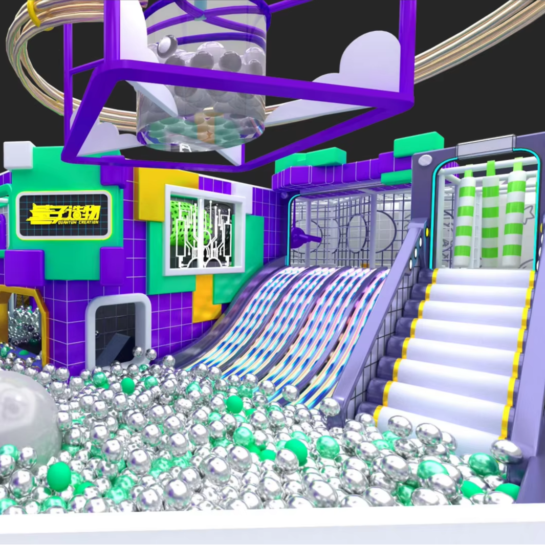 Trendy Style Commercial Indoor Playground with Bold Colors and Creative Play Structures Plastic