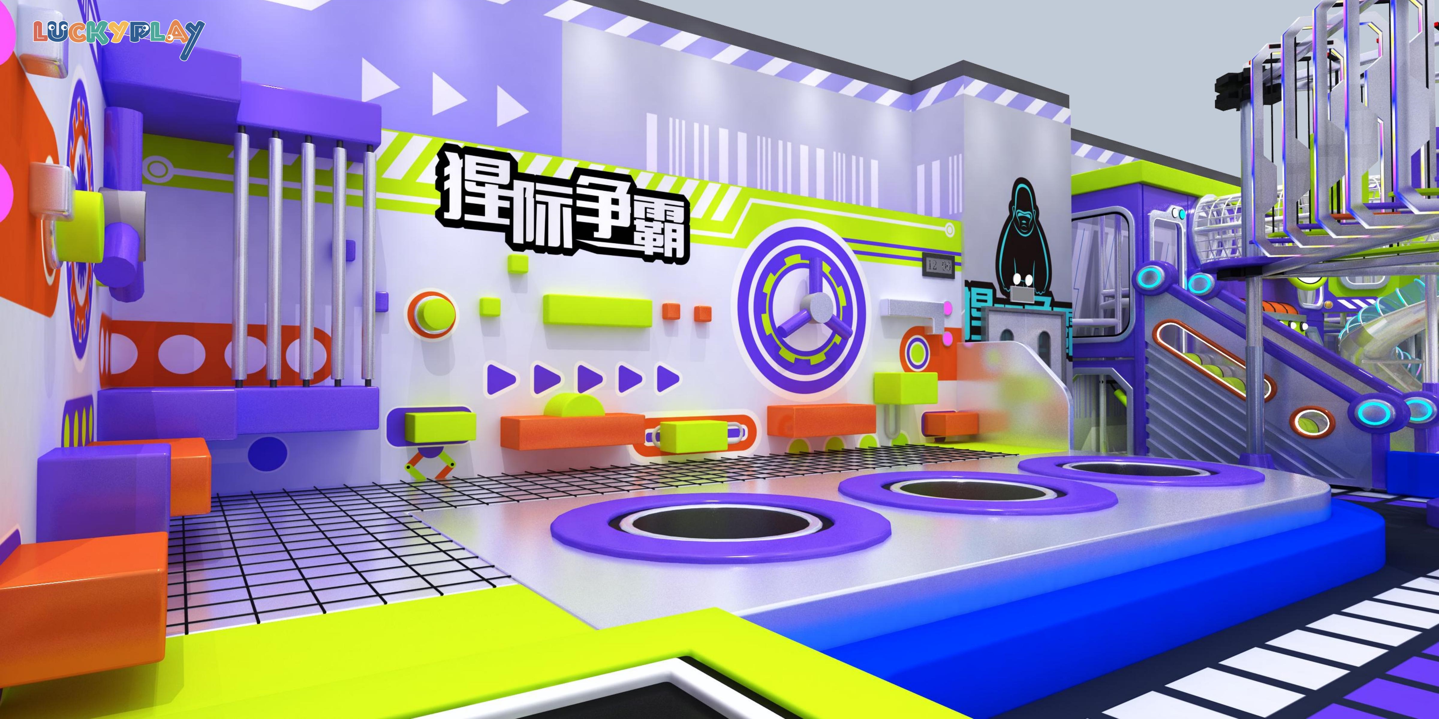 Коммерческая крытая детская игровая площадка Luckyplay для торговых центров с LED-горкой, индивидуальной мягкой игровой зоной и зоной для подростков - Product Image
