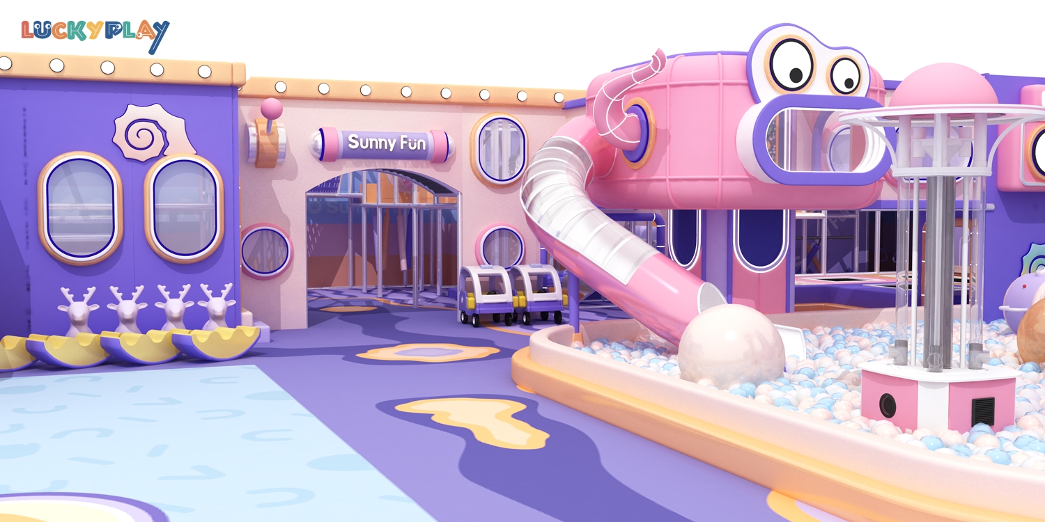 Пластиковая крытая игровая площадка Pop Generation Fantasy со световым туннелем для коммерческого использования - Product Image