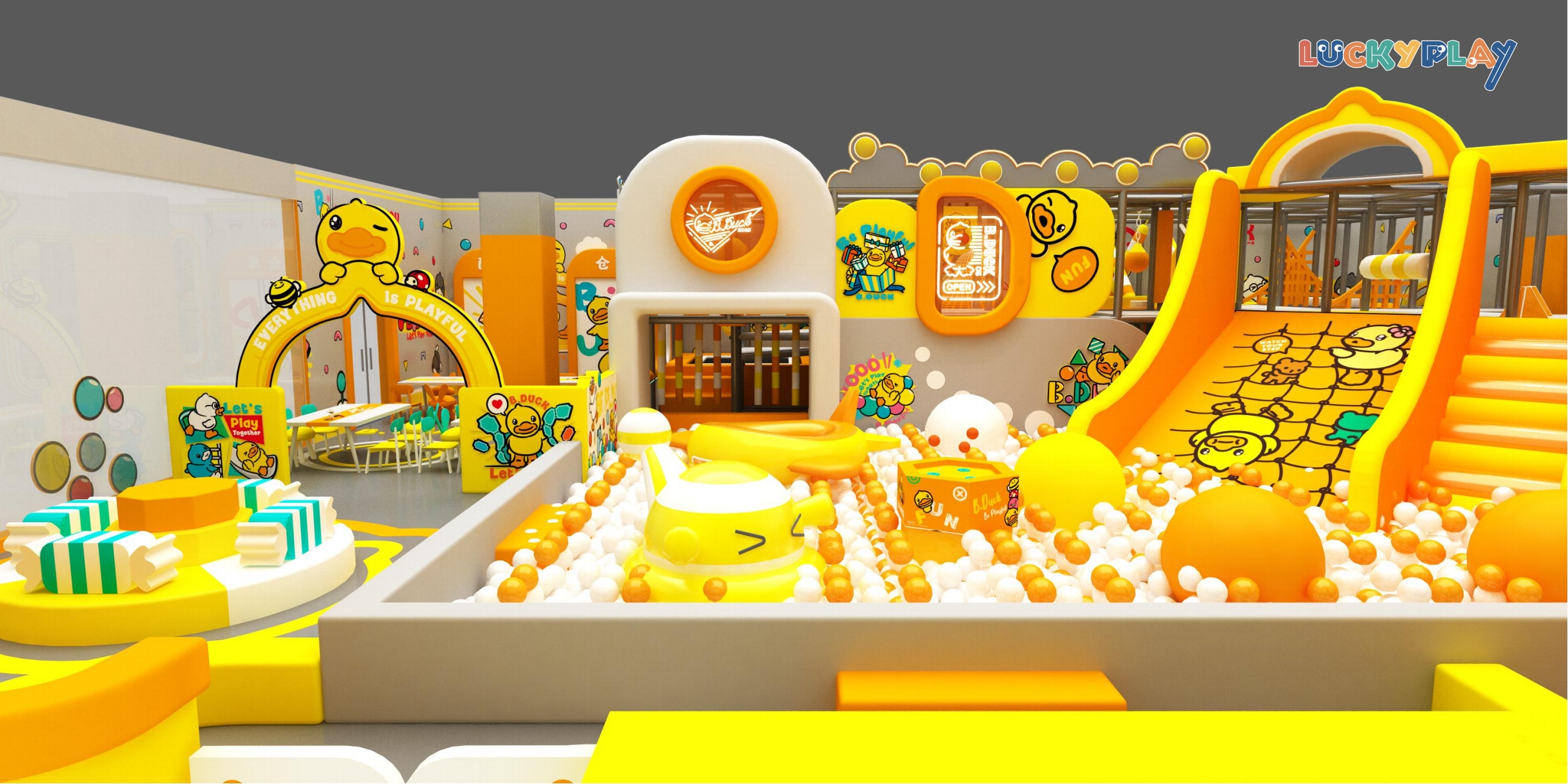 幼儿室内塑料游乐场，配备软滑梯、海洋球池、感官面板，商用级 - Product Image