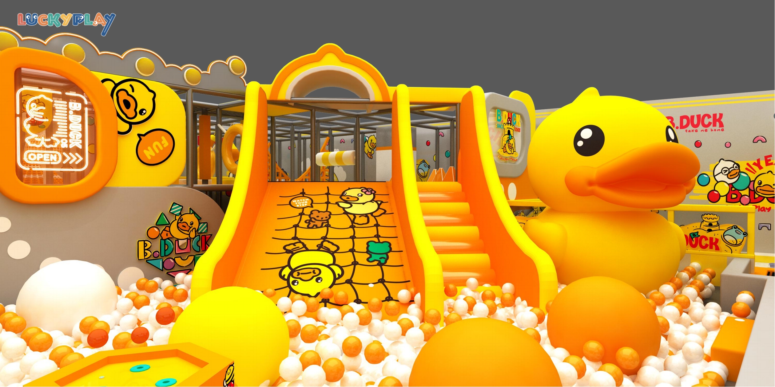 幼儿室内塑料游乐场，配备软滑梯、海洋球池、感官面板，商用级 - Product Image