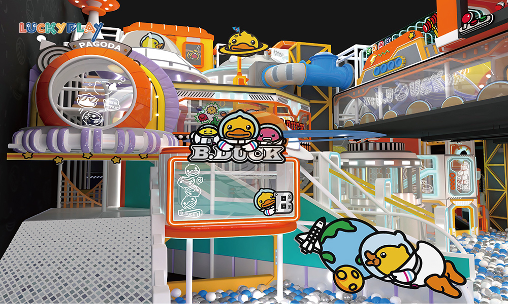Luckyplay室内游乐场拼图软件游戏组儿童太空主题球池滑梯塑料商用 - Product Image